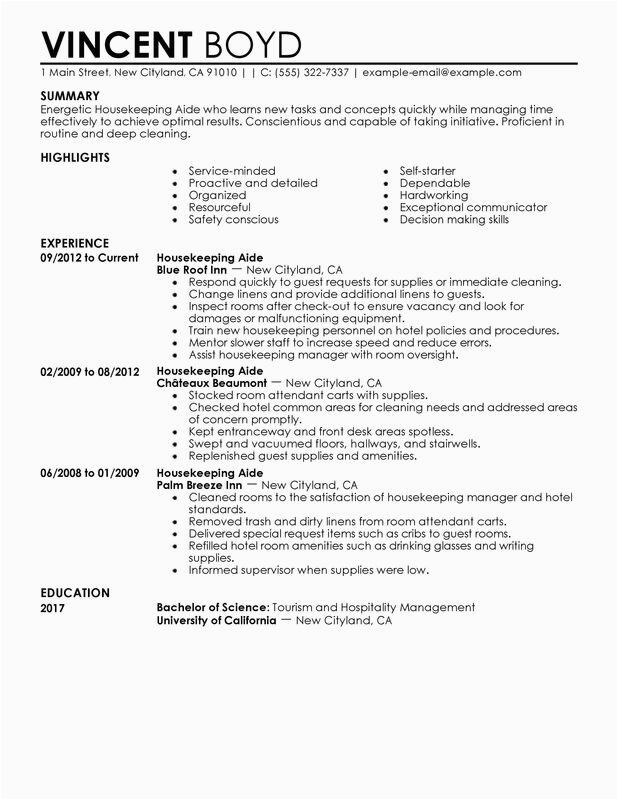 Sample Resume for Hospital Housekeeping Job Housekeeping Aide Resume Examples Created by Pros