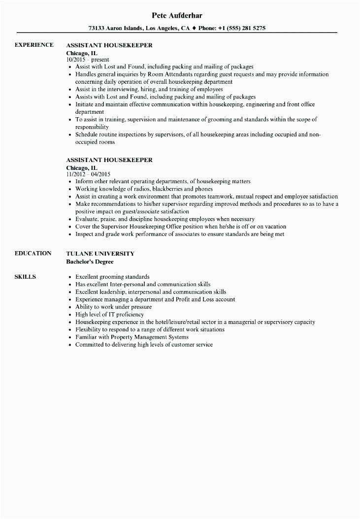 Sample Resume for Hospital Housekeeping Job Resume Examples Housekeeping Entry Level Housekeeper Cover