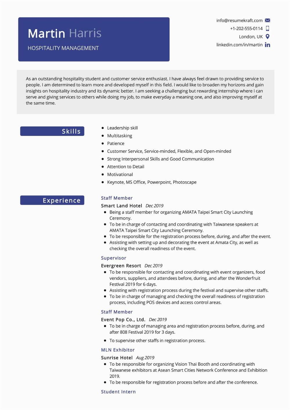 Sample Resume for Hospitality and tourism Management 100 Professional Resume Samples for 2020