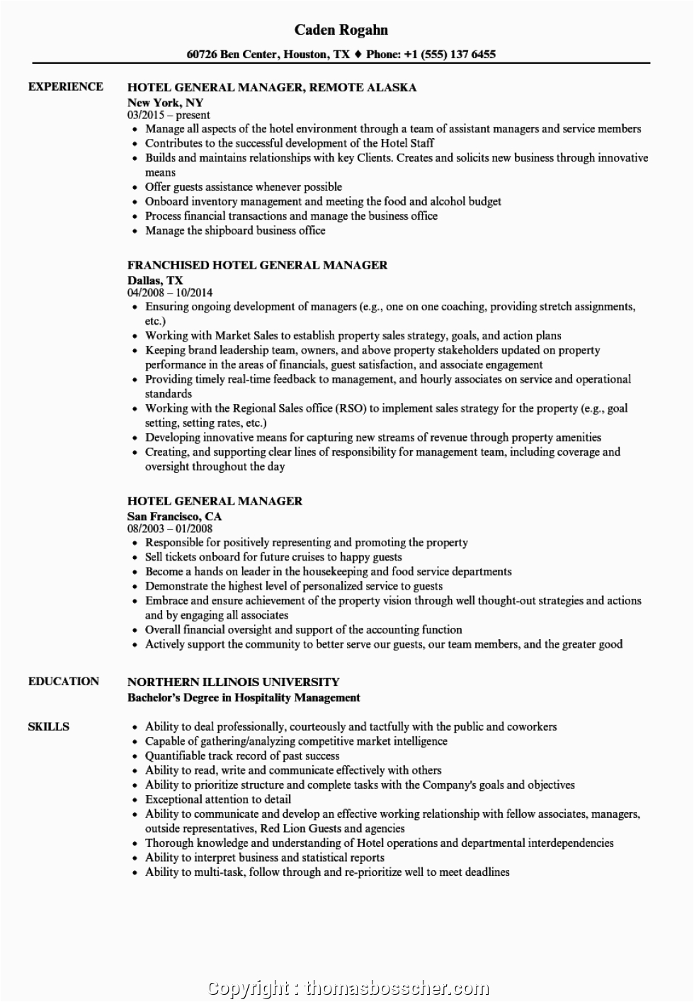 Sample Resume for Hotel and Restaurant Management Free Hotel Manager Cv Doc General Manager Resume Resumes