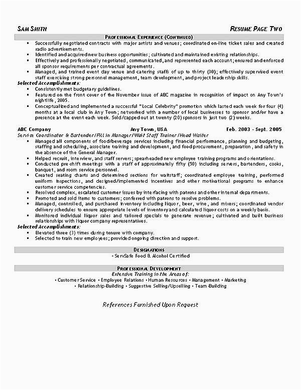 Sample Resume for Hotel and Restaurant Management Graduate Hotel Sales Manager Resume Awesome Hospitality Resume