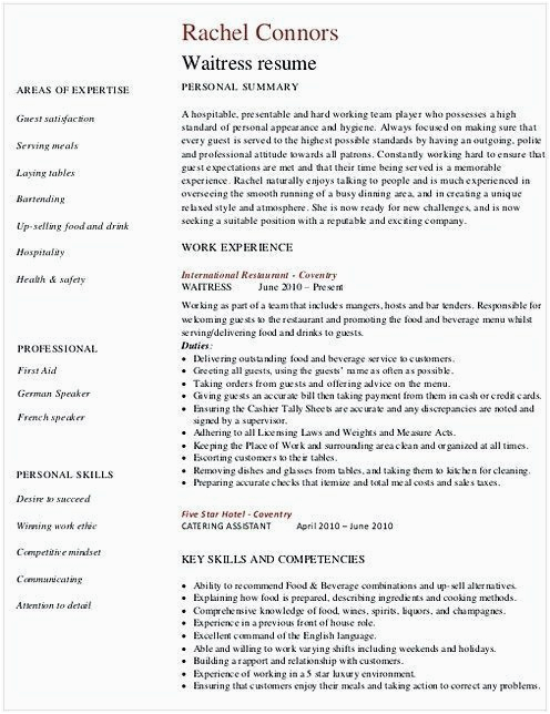 Sample Resume for Hotel and Restaurant Management Ojt Restaurant Waitress Resume Hotel and Restaurant