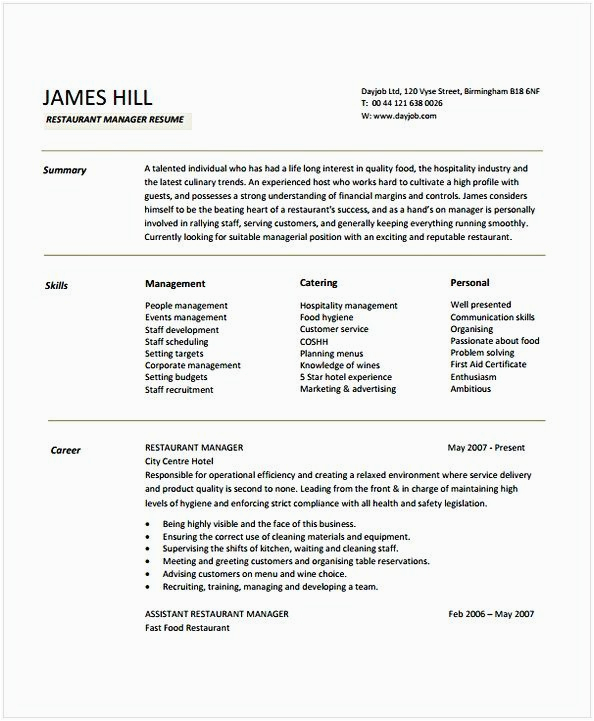 Sample Resume for Hotel and Restaurant Management Restaurant Manager Resume Sample 1 Hotel and Restaurant