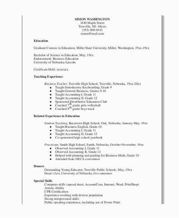 Sample Resume for Maths Teachers Freshers Resume Model for Maths Teacher