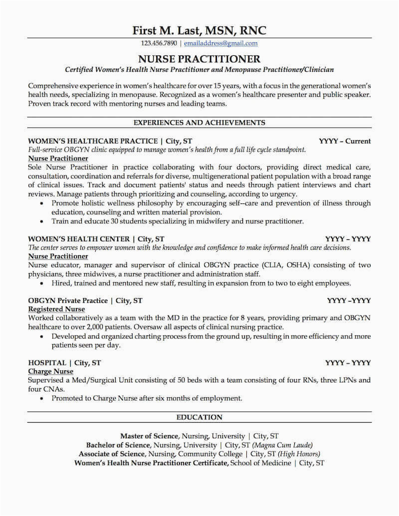Sample Resume for Nurse Practitioner School Nurse Practitioner Resume Sample