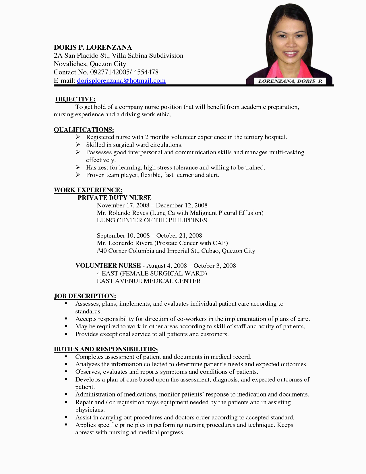 Sample Resume for Nurses Applying Abroad Pdf Career Resume Template