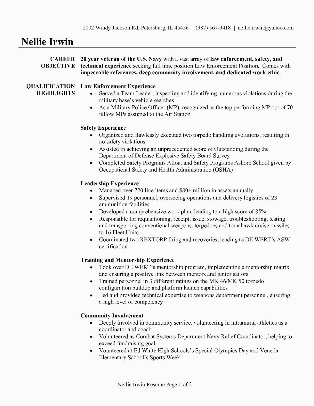 Sample Resume for Retired Police Officer Police Ficer Resume Templates