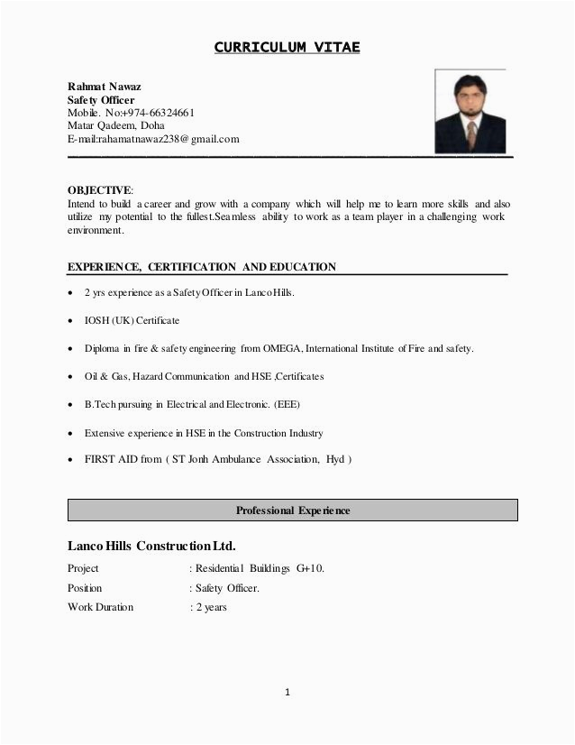 Sample Resume for Safety Officer Job Image Result for Safety Officer Resume