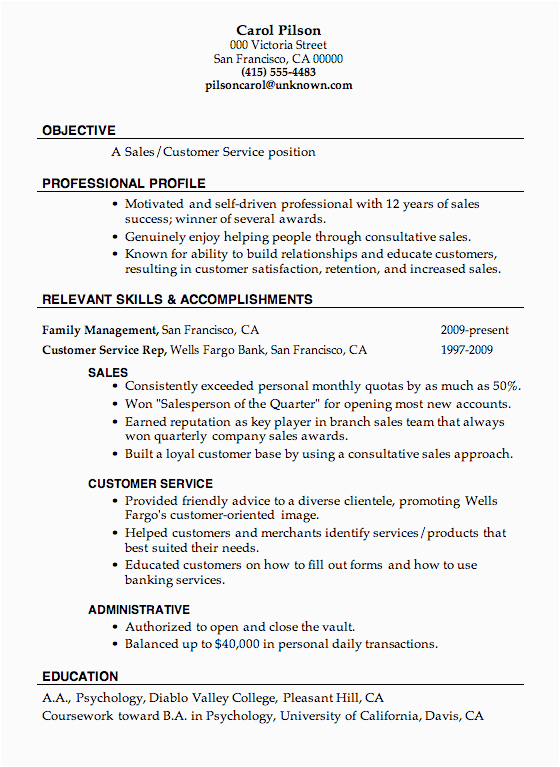 Sample Resume for Sales and Customer Service Resume Sample Sales Customer Service Job Objective