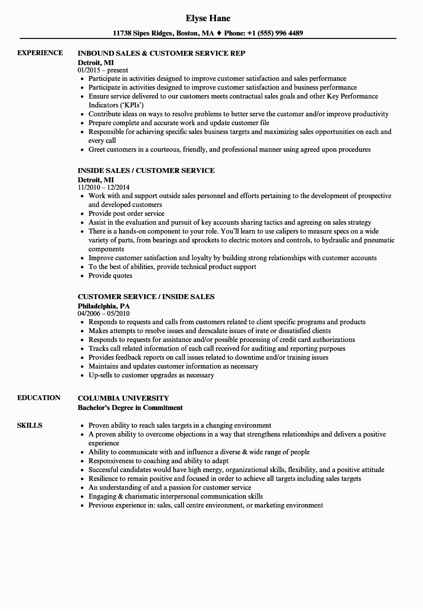 Sample Resume for Sales and Customer Service Sales & Customer Service Resume Samples