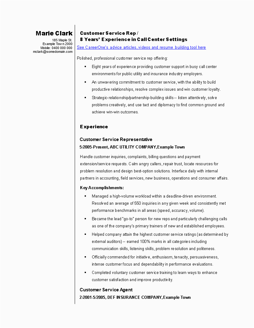 Sample Resume for Sales and Customer Service Sales Customer Service Representative Resume