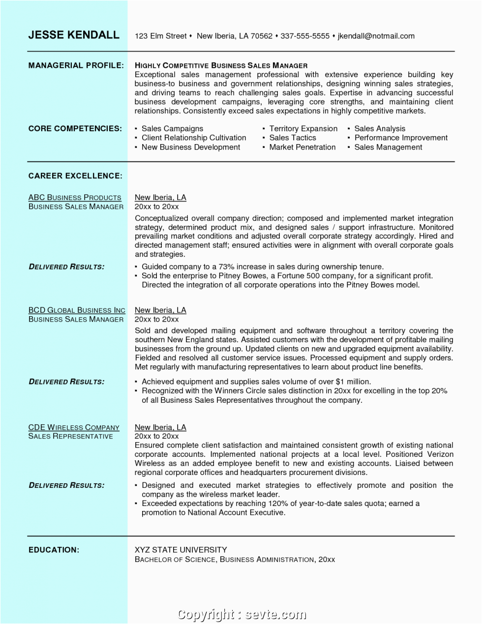 Sample Resume for Sales and Marketing Manager Free Resume format for Sales and Marketing Manager Sample