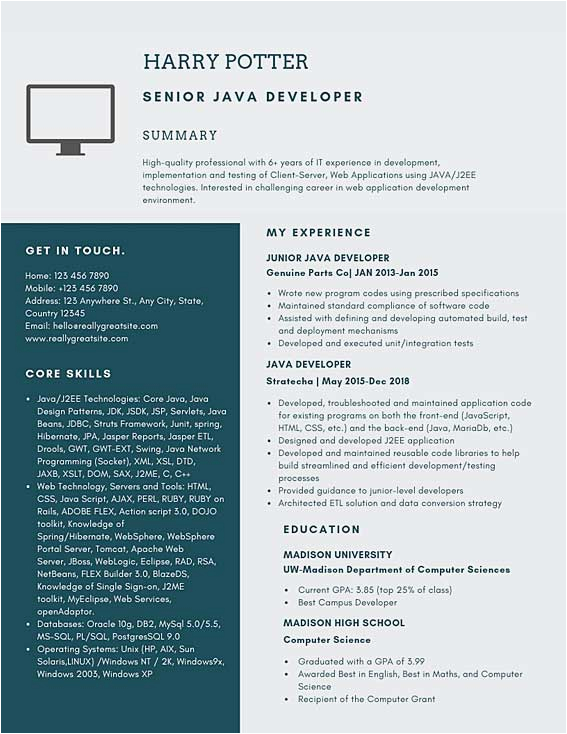 Sample Resume for Senior Java Developer Senior Java Developer Resume Samples & Templates [pdf Word