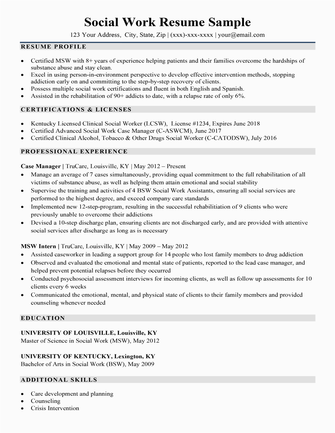 Sample Resume for social Work Student social Work Resume Sample & Writing Tips