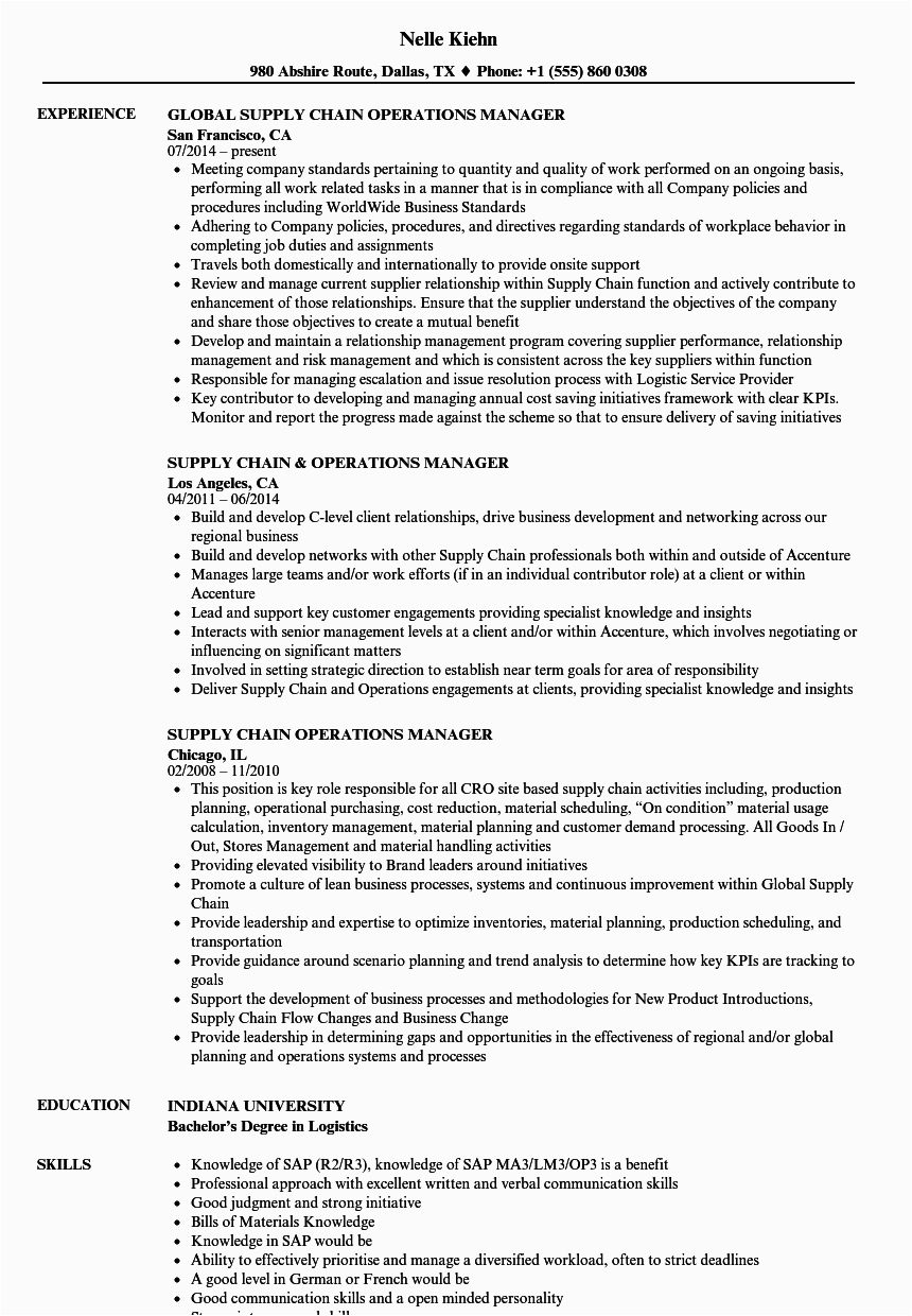 Sample Resume for Supply Chain Executive Supply Chain Manager Resume Examples Free Resume Templates
