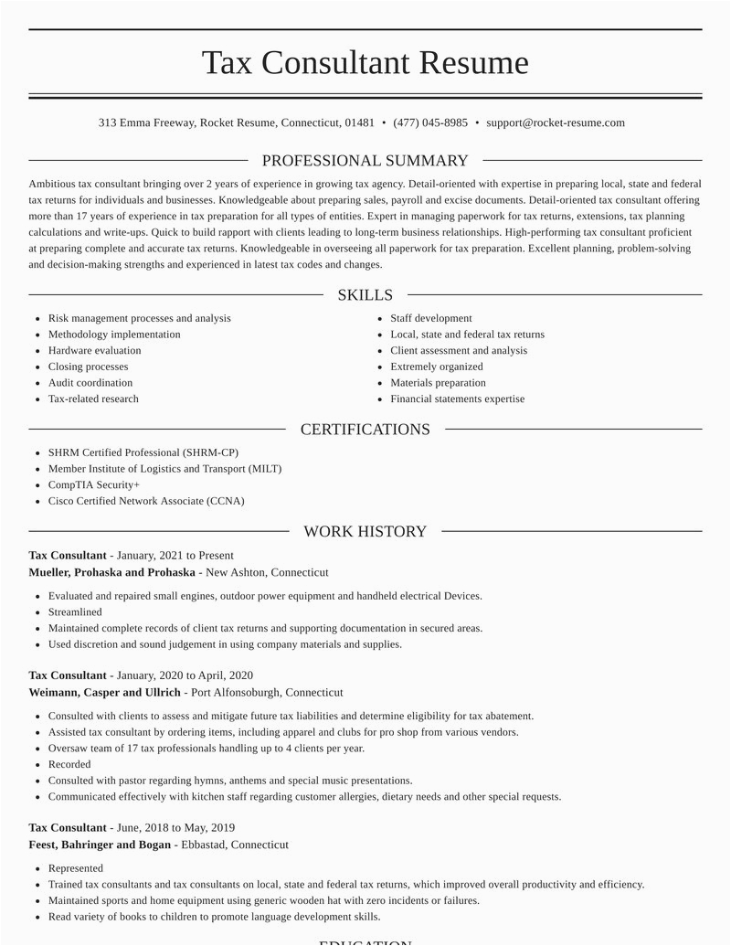 Sample Resume for Tax Consultant In India Tax Consultant Resumes