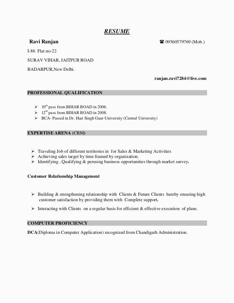Sample Resume format for 12th Pass Student Simple Resume format for 12th Pass Student