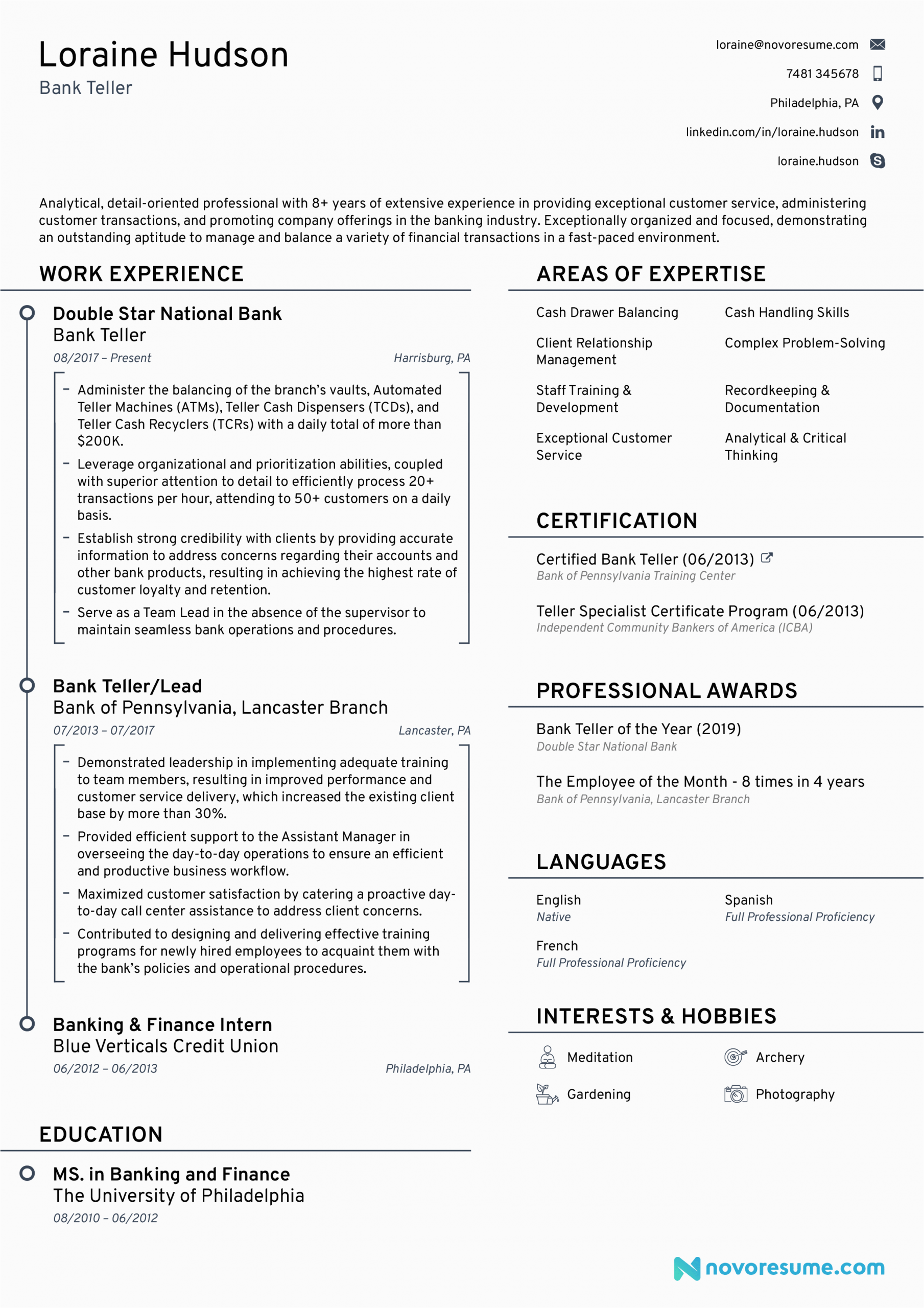 Sample Resume format for Bank Jobs Bank Teller Resume Examples [updated for 2021]