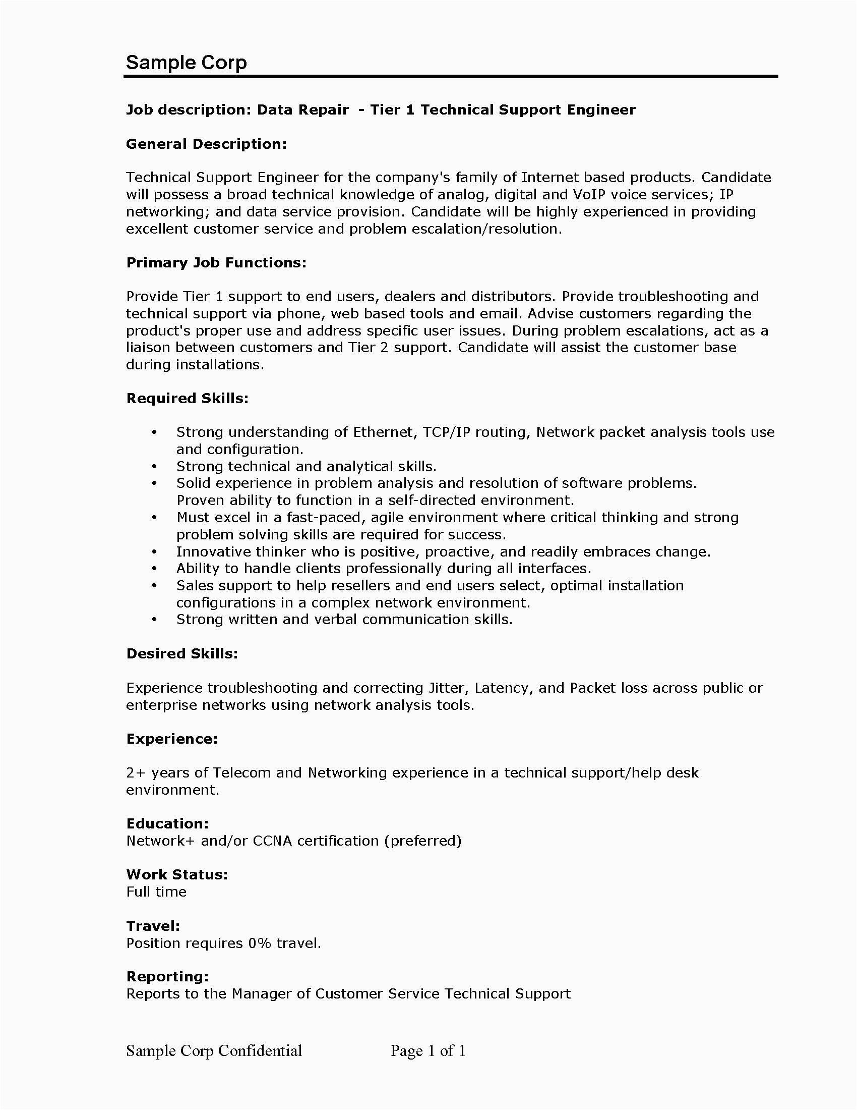 Sample Resume format for Desktop Support Engineer Desktop Support Engineer Resume Pdf format