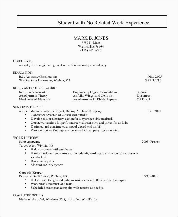 Sample Resume Objectives for No Work Experience 44 Sample Resume Templates