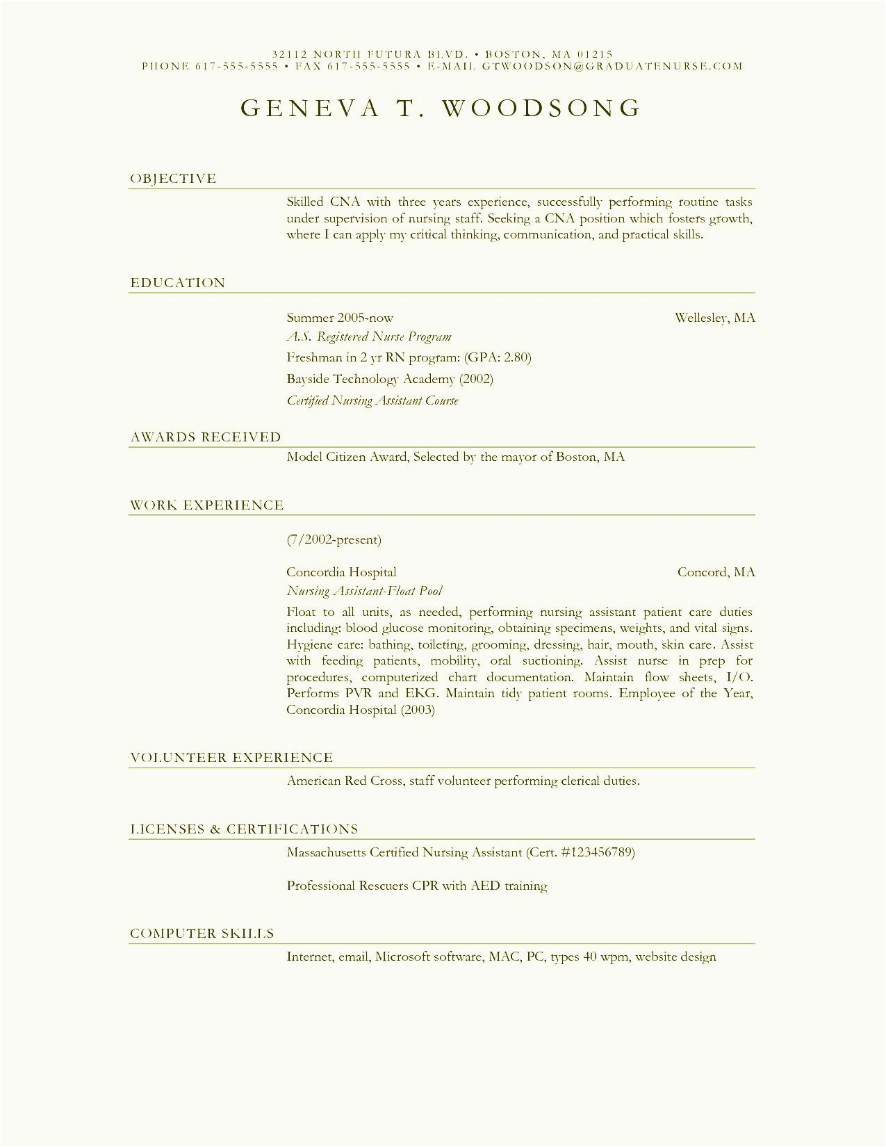 Sample Resume Objectives for Nursing Aide 12 13 Resume Examples for Nurses assistant