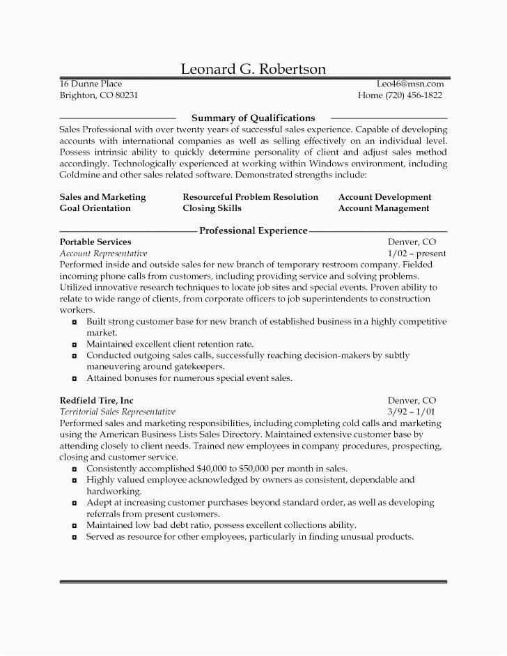 Sample Resume Objectives for Sales Representative 50 Best Outside Sales Representative Resume In 2020