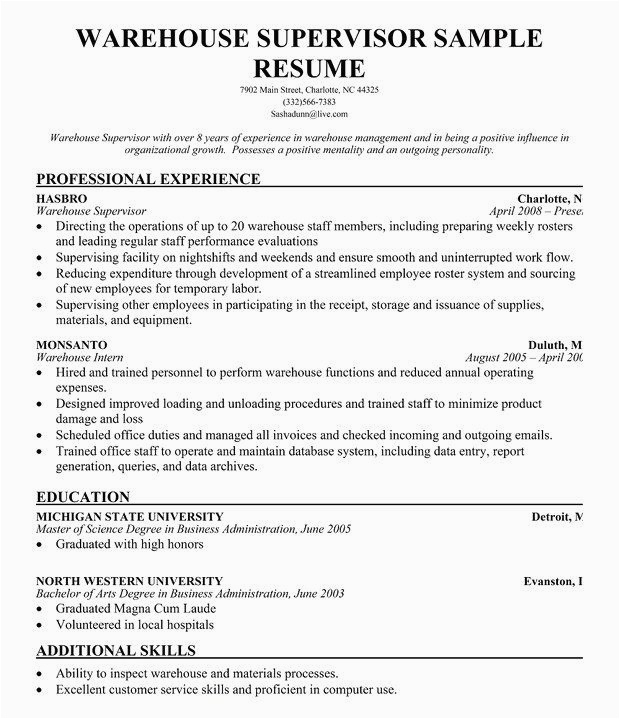 Sample Resume Objectives for Warehouse Position 25 Resume Template for Warehouse Worker In 2020