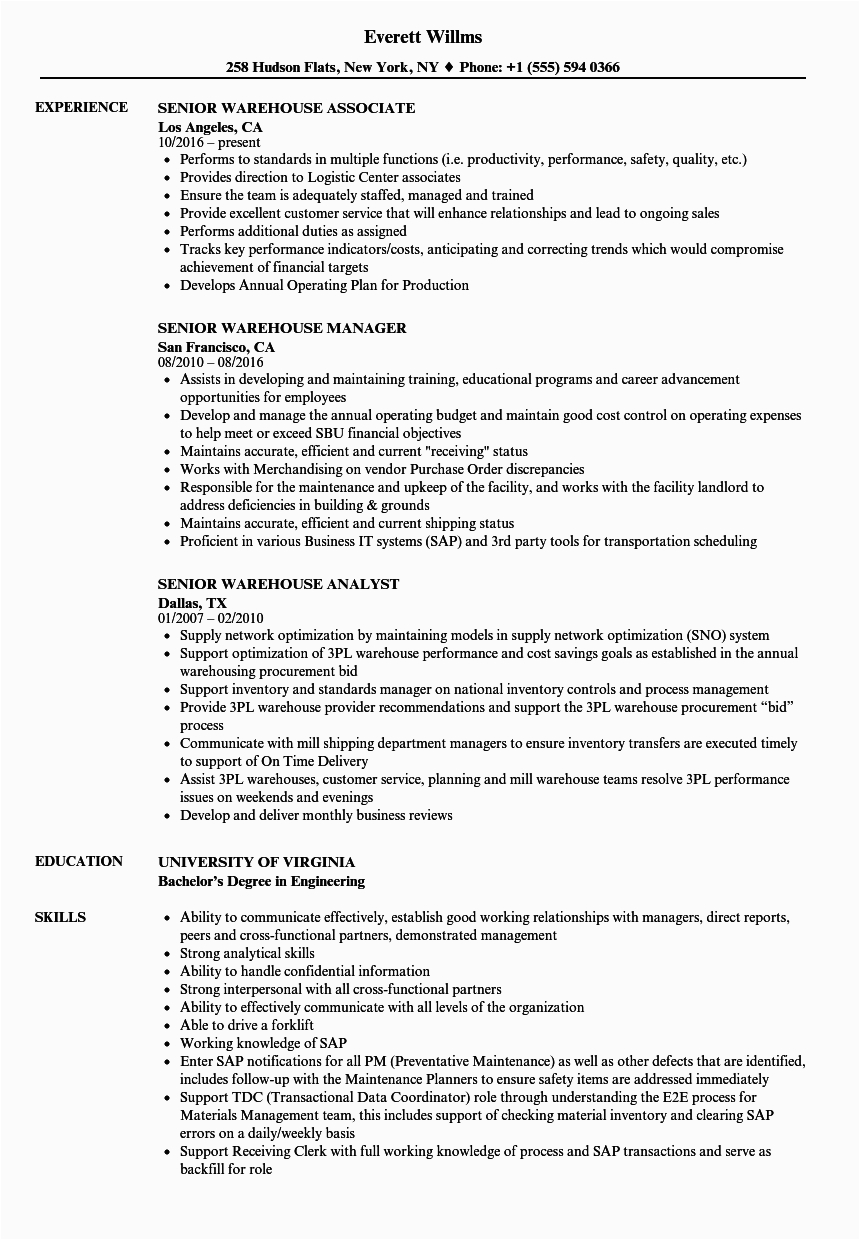 Sample Resume Objectives for Warehouse Position Example Resume Objectives for Warehouse Worker Best