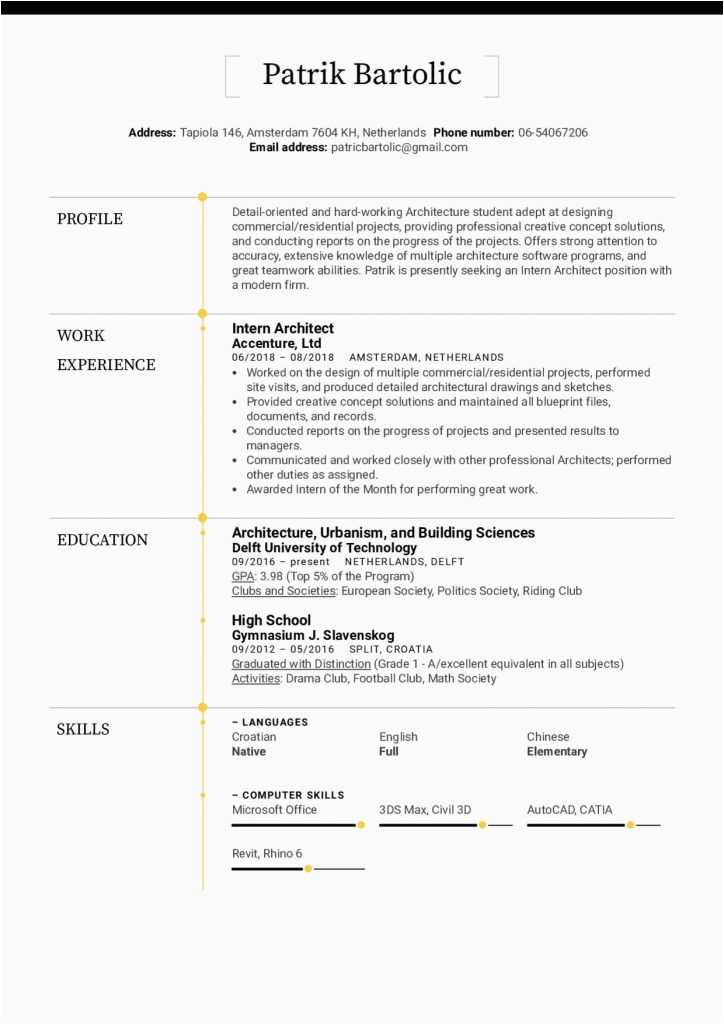 Sample Resume Of Architecture Fresh Graduate Resume format for Architecture Internship 2021