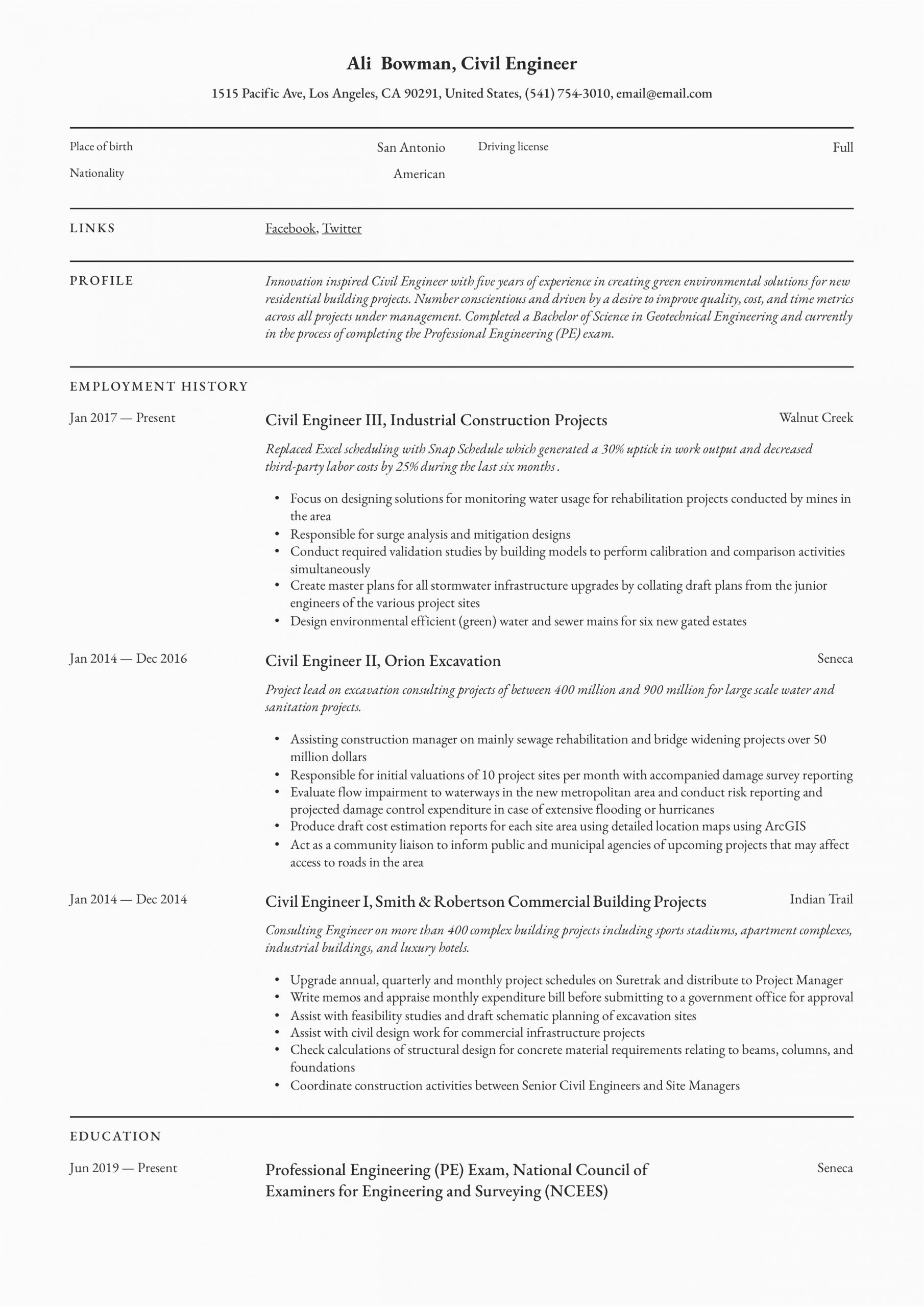 Sample Resume Of Civil Engineer In Building Construction Civil Engineer Resume & Writing Guide