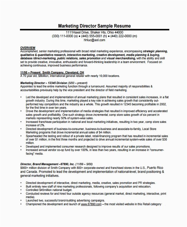 Sample Resume Of Director Of Operations Free 7 Sample Director Of Operations Resume Templates In