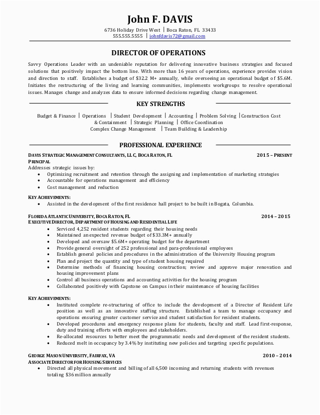 Sample Resume Of Director Of Operations Resume Sample Director Of Operations