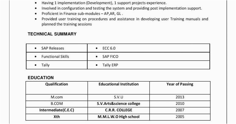 Sap Abap Sample Resume for 2 Years Experience Sap Pp Resume for 2 Years Experience to whom It May