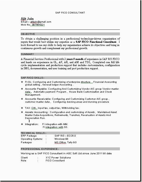Sap Basis Sample Resume for 3 Years Experience Sap Mm Fresher Resume format Briefkopf Beispiele
