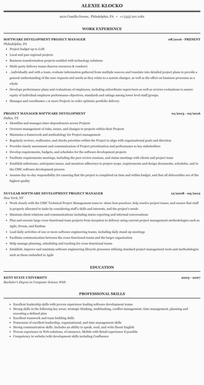 Software Development Project Manager Resume Sample software Project Manager Resume Collection Letter