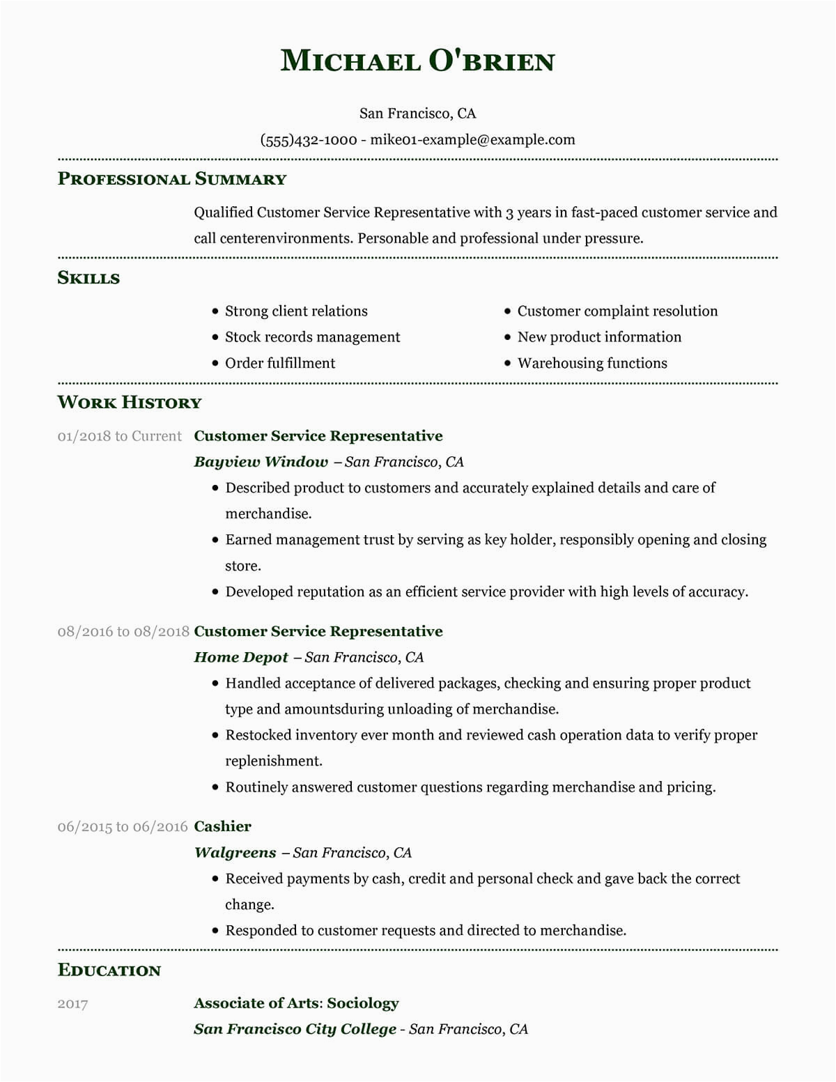 Work From Home Customer Service Resume Sample Customize Our 1 Customer Representative Resume Example