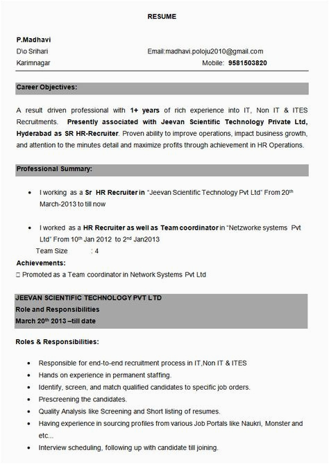 6 Months Experience Resume Sample In PHP Resume format 6 Months Experience