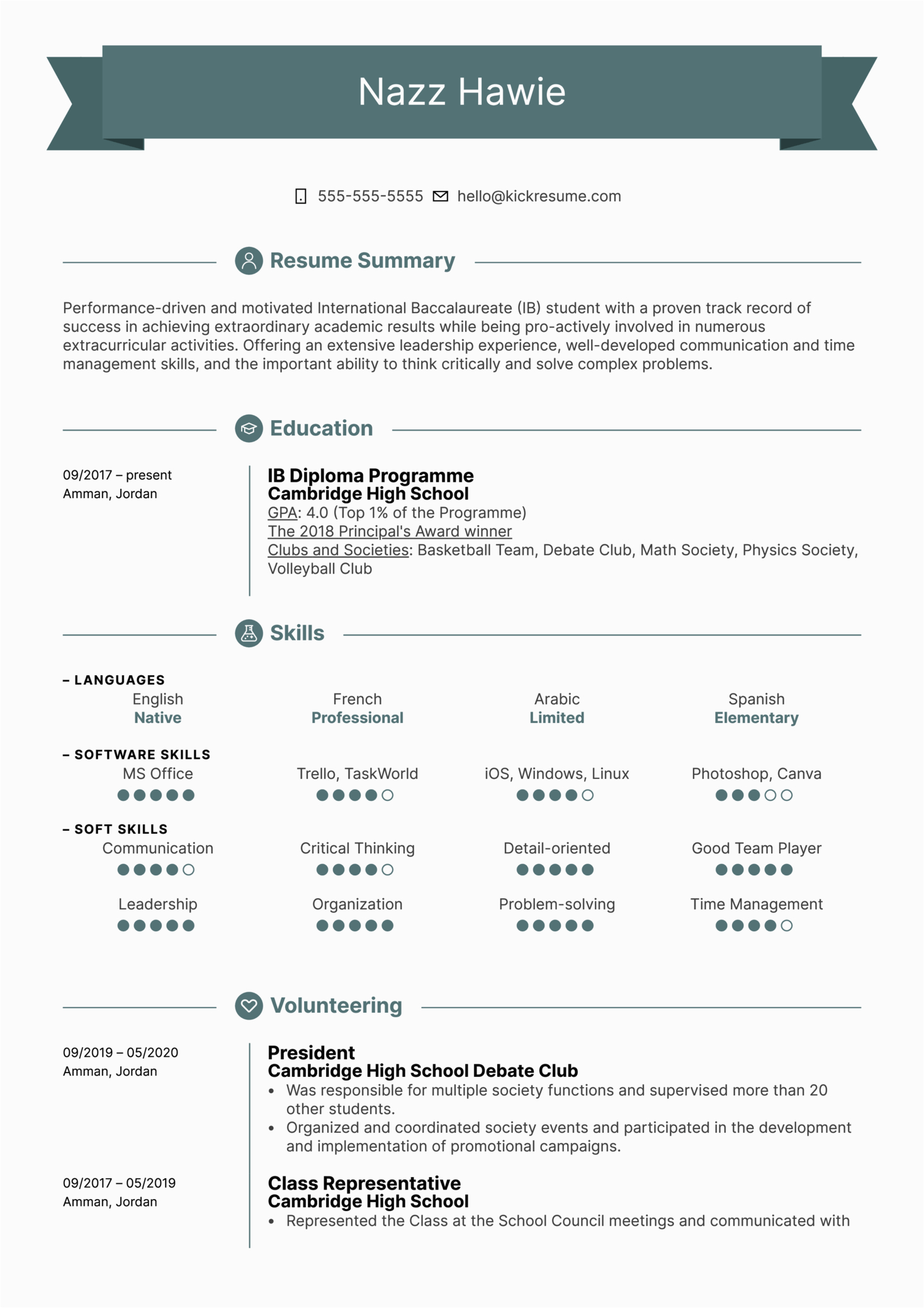 A Sample Resume for A First Job First Job Resume Template