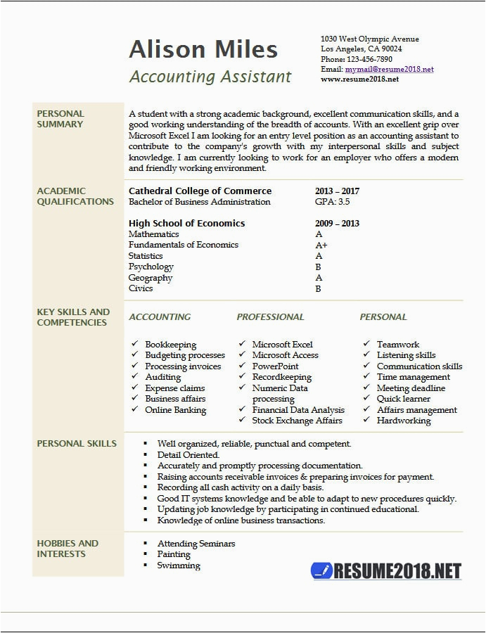 Accounting Resume Samples 2018 In India Accounting assistant Resume Samples 2018 Resume 2018