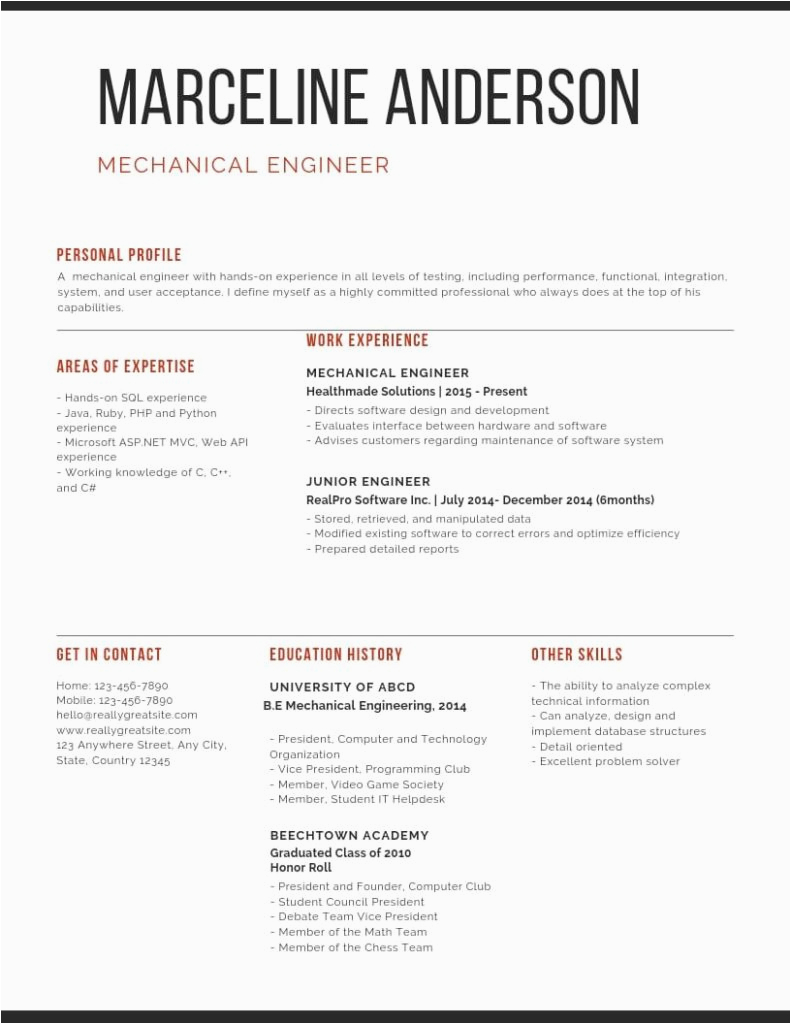 Best Resume Sample for Mechanical Engineer Fresher Best Sample Mechanical Engineer Fresher Resume