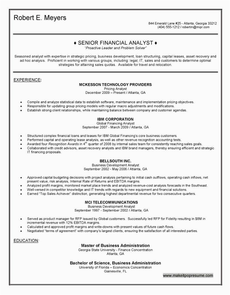 Business Analyst Finance Domain Resume Sample √ 25 Financial Analyst Resume Template 2020