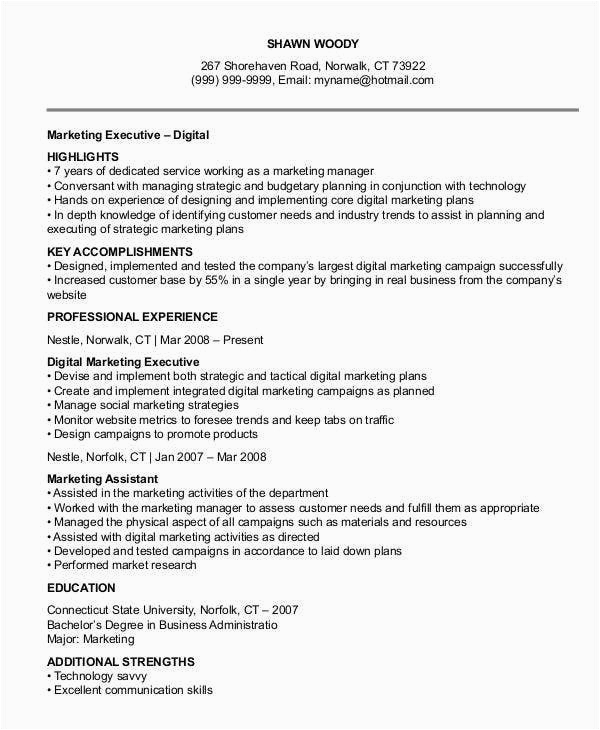 Digital Marketing Executive Resume Sample Pdf 27 Marketing Resume Templates In Pdf
