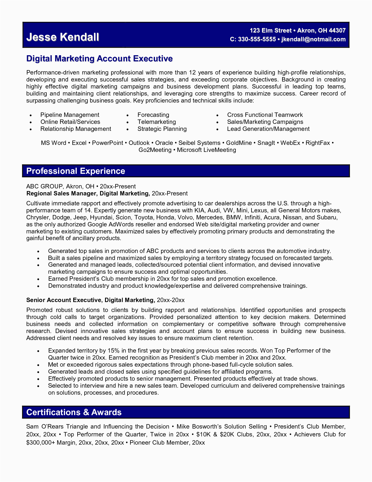 Digital Marketing Resume Sample for Experienced Digital Marketing Resume Fotolip Rich Image and