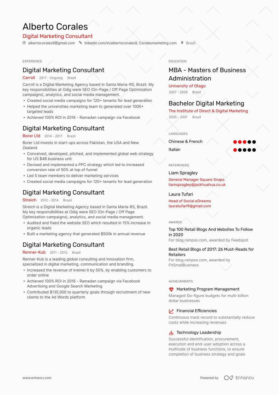 Digital Marketing Resume Sample Free Download Download Digital Marketing Consultant Resume Example for