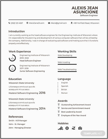 Download Sample Resume for Fresher software Engineer Resume Cv for software Engineer Fresher Template Word