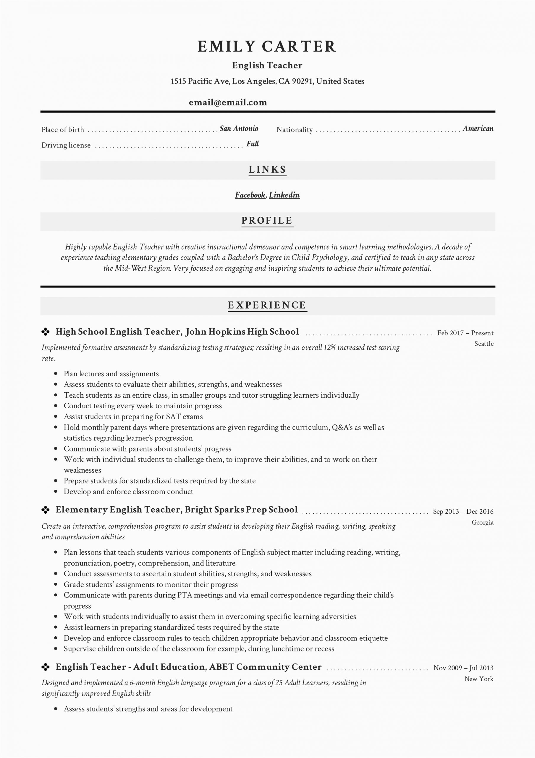 Free Professional Resume Examples and Samples Resume Templates [2019] Pdf and Word