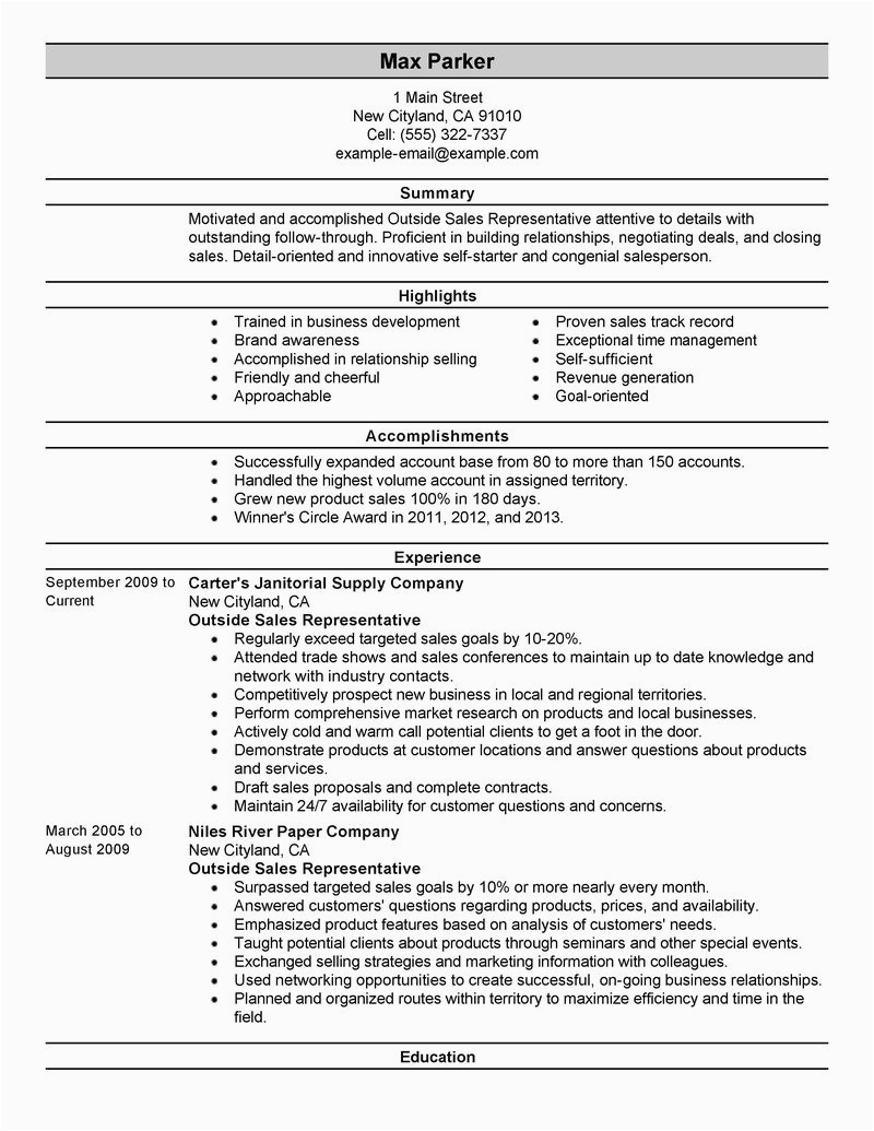 It Sales Resume Examples and Samples Best Outside Sales Representative Resume Example