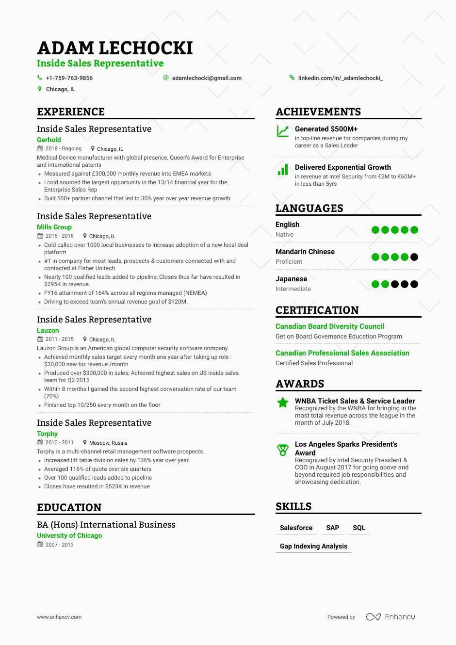 It Sales Resume Examples and Samples Inside Sales Resume Samples and Writing Guide for 2020