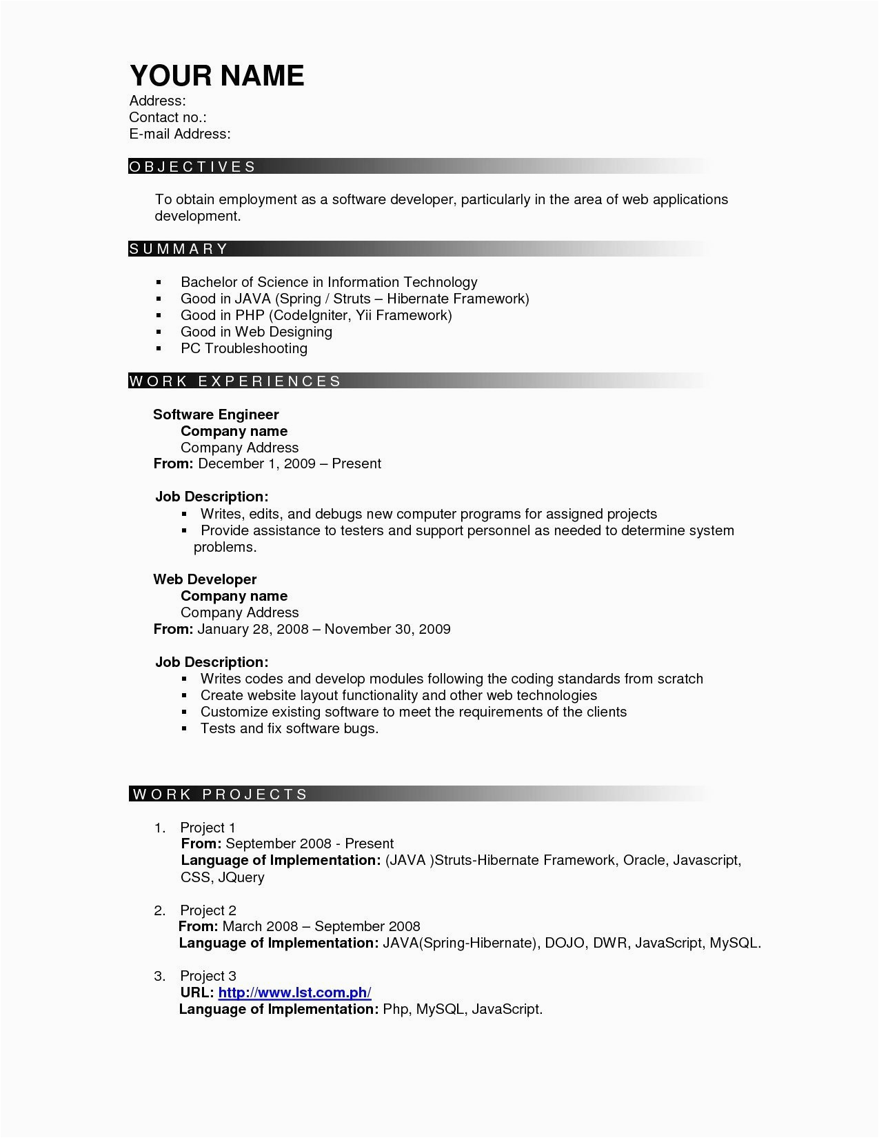 Net Sample Resume for 3 Years Experience 3 Year Experience Resume format Resume Templates
