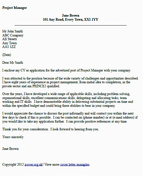 Program Manager Resume Cover Letter Samples Project Manager Cover Letter Example Icover